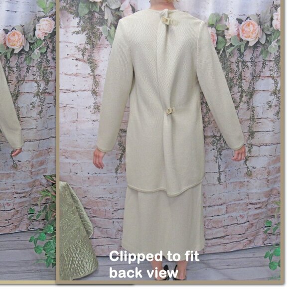 42" bust blazer & skirt set VTG beige St John Knit Collection Marie Gray classic - Picture 11 of 13